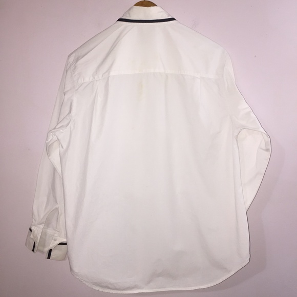 Vintage Gallagher White Cotton Oxford Button up wt Black Stripes Sz Medium - Picture 5 of 8